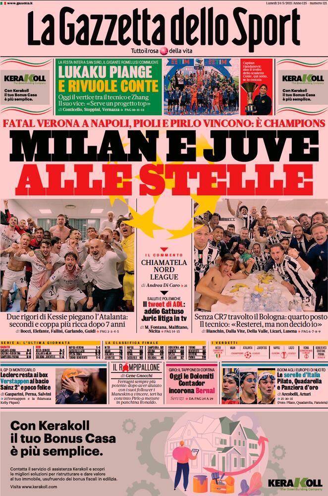 Rassegna stampa, Gazzetta: “Fatal Verona a Napoli”